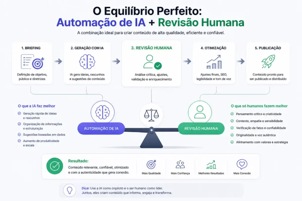 Equilibrio IA e humano na producao de conteudo digital