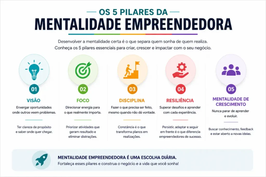 Pilares mentalidade empreendedora infográfico